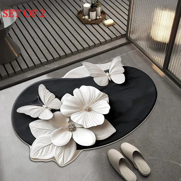 3D Floral Plush & Diatomaceous Earth Floor Mat – Buy 1 Get 1 Free (60*50)