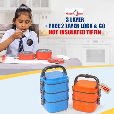 3 Vacuum Insulated Steel Lunch Box with Flask (3LBF)