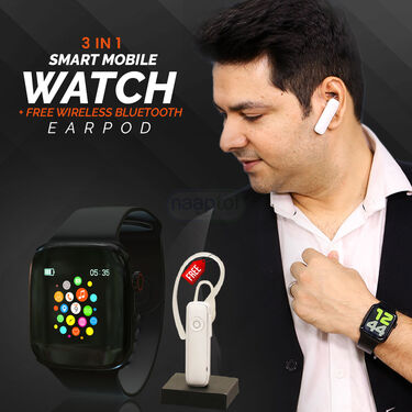 3 in 1 Smart Mobile Watch + FREE Wireless Bluetooth Earpod (K10)