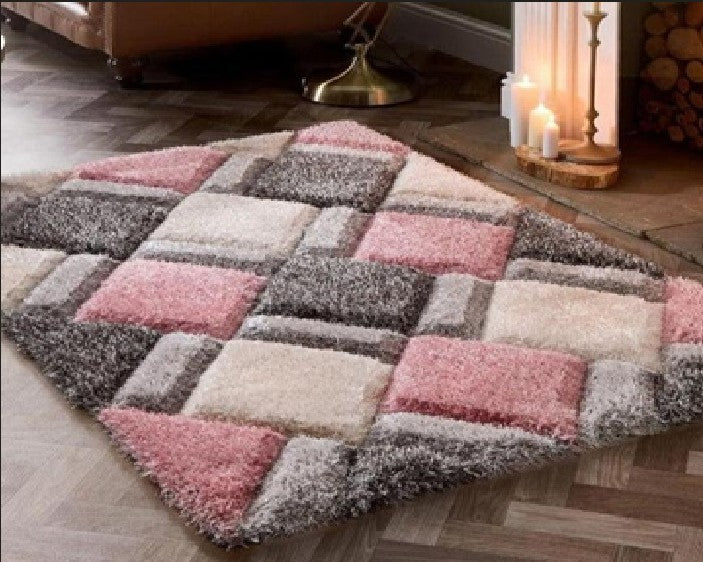 Pink & White Handcrafted  Floor mat 3 x 5 ft / 91 x 152 cm