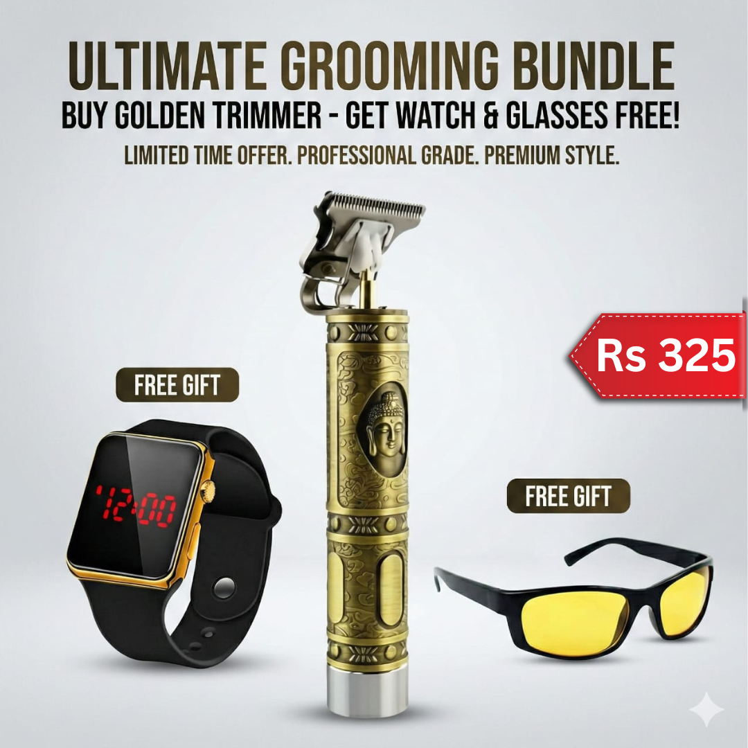 03 Golden Trimmer Combo – Get Watch & Night Vision Glasses Absolutely FREE